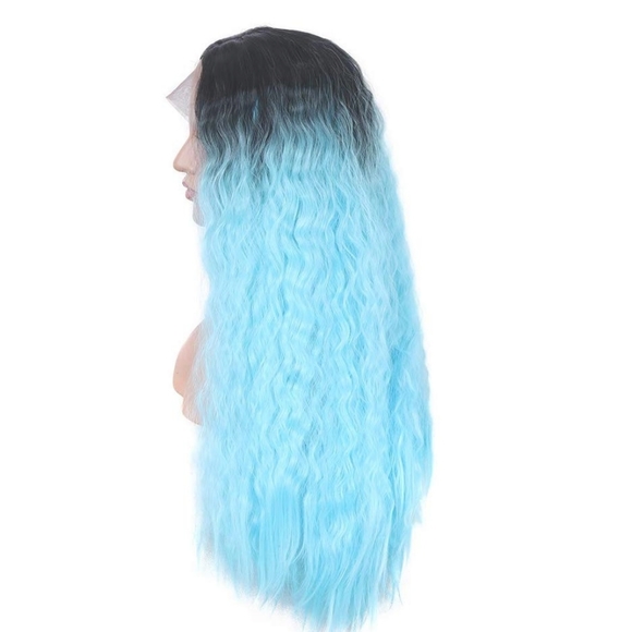 Ombre Black Light Blue Lace Front Wig main image 4